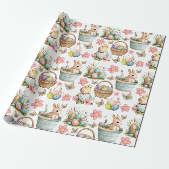 Easter Springtime  Wrapping Paper (Unrolled)