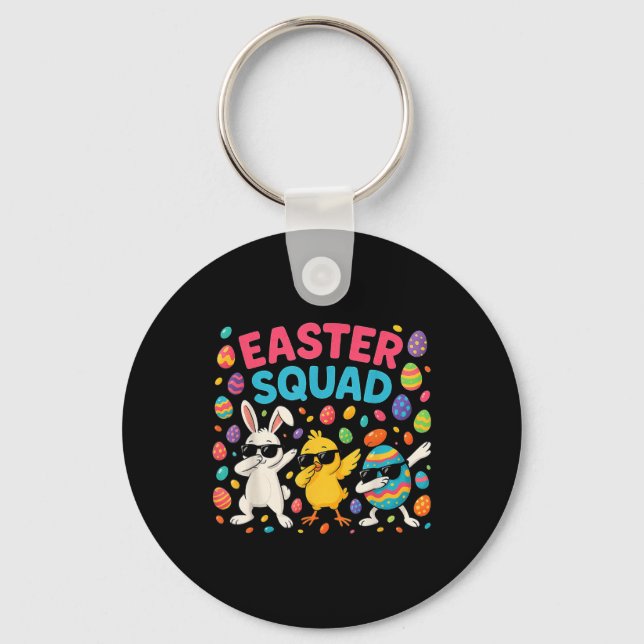 Easter Squad Bunny Chick Egg Dabbing  Key Ring (Front)