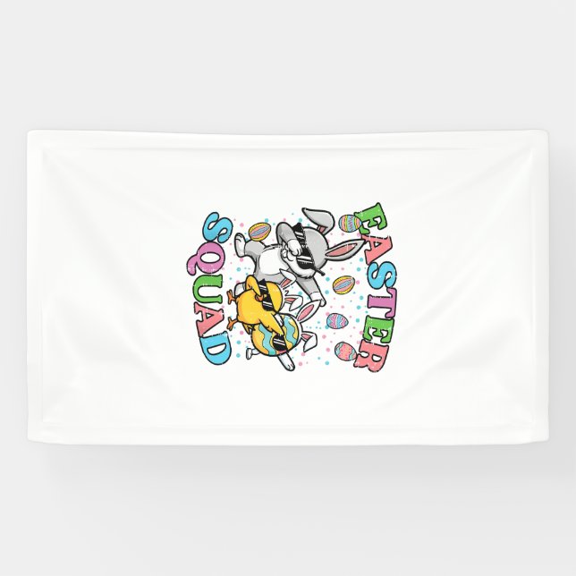 Easter Squad Bunny Egg Chick Dab Crew Matching Men Banner (Horizontal)
