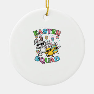 Easter Squad Bunny Egg Chick Dab Crew Matching Men Ceramic Tree Decoration