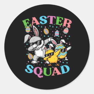 Easter Squad Bunny Egg Chick Dab Crew Matching Men Classic Round Sticker