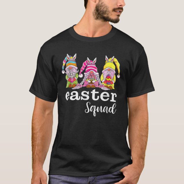 Easter Squad Bunny Spring Gnome Egg Hunting Basket T-Shirt (Front)