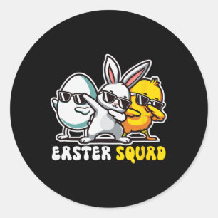 Easter Squad Dabbing Bunny Chick Egg Hunting Match Classic Round Sticker