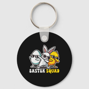 Easter Squad Dabbing Bunny Chick Egg Hunting Match Key Ring