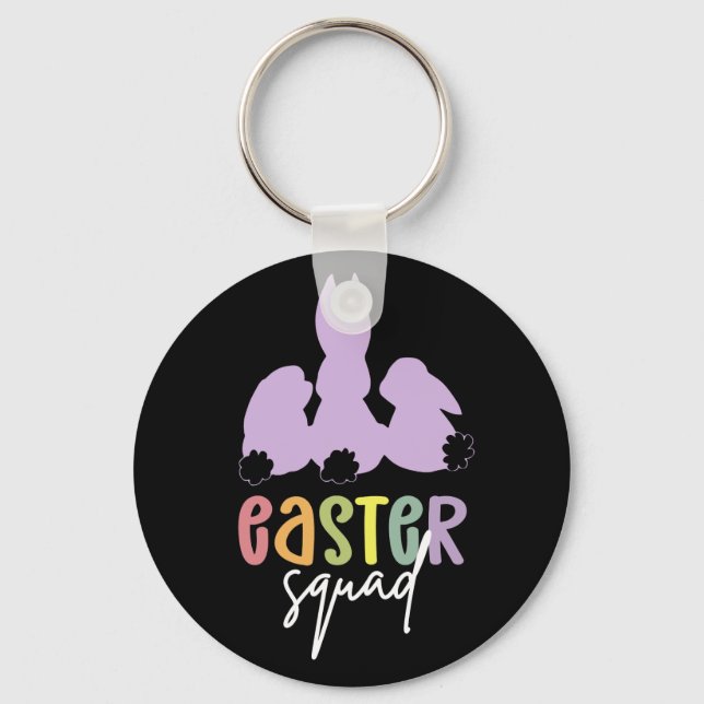 Easter Squad | Easter Egg Hunt Cute Bunny  Key Ring (Front)