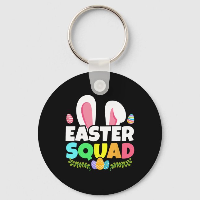 Easter Squad Family Matching Bunny Ears Egg Huntin Key Ring (Front)