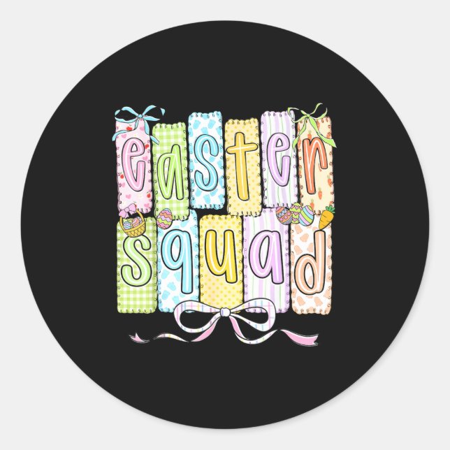 Easter squad family matching funny easter day classic round sticker (Front)