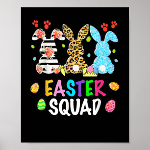 Easter Squad Leopard Happy Easter Day Bunny Rabbit Poster