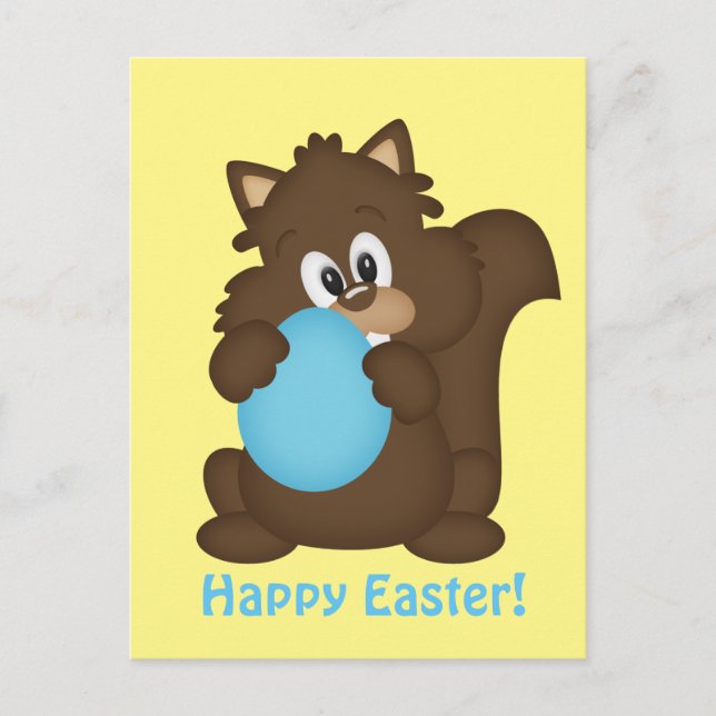 Easter squirrel Holiday greeting postcard (Front)