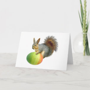 Easter Squirrel with  Rainbow Egg Card