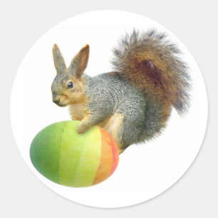 Easter Squirrel with Rainbow Egg Sticker