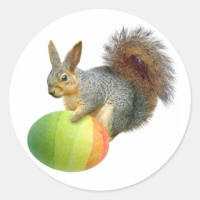Easter Squirrel with Rainbow Egg Sticker (Front)