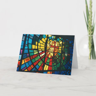 Easter Stained Glass Ressurected Cross Note Card