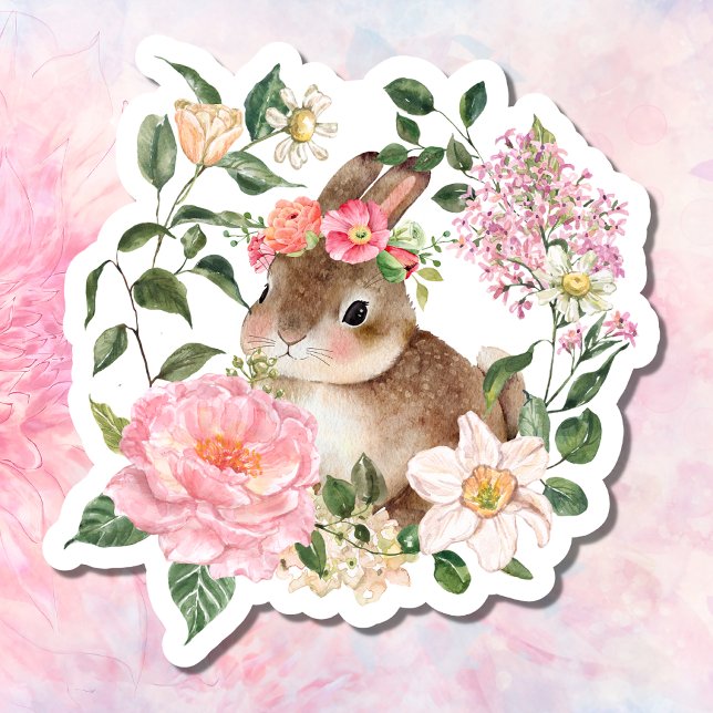 Easter Sticker Gift Label  Bunny Spring Flowers (Creator Uploaded)