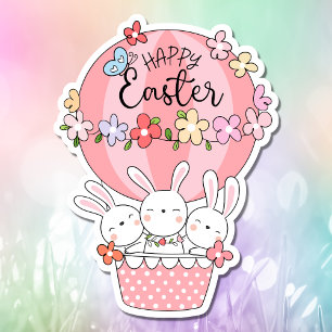 Easter Sticker Gift Label Easter Bunnies Balloon