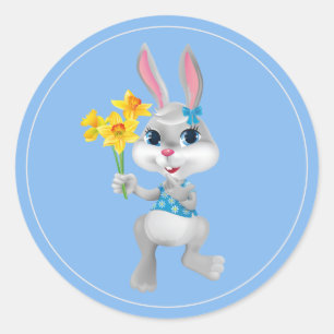 Easter Stickers-Bunny Classic Round Sticker