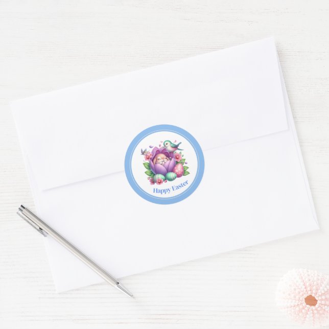 Easter Stickers-Bunny Classic Round Sticker (Envelope)