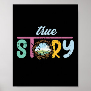 Easter Story Crown Thorns Cross Christian Men Wome Poster