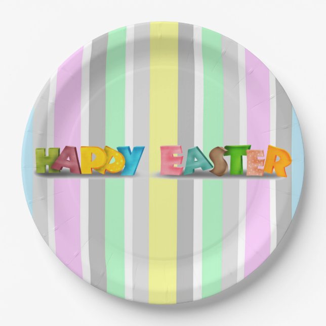 Easter Stripes Paper Plate (Front)