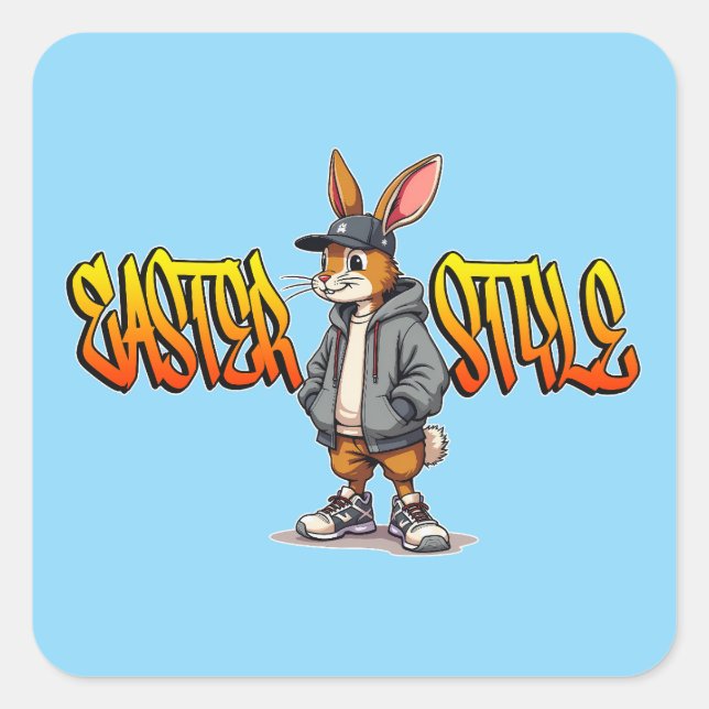 Easter Style – Street Bunny Design - Autocolante Square Sticker (Front)