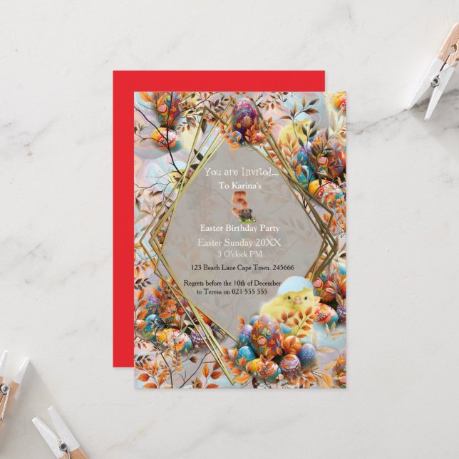 Easter Sunday Birthday Celebrations Invitation (Front/Back In Situ)