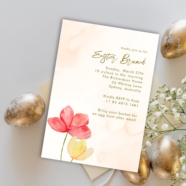 Easter Sunday Brunch Elegant Floral Minimalist  Invitation (Creator Uploaded)