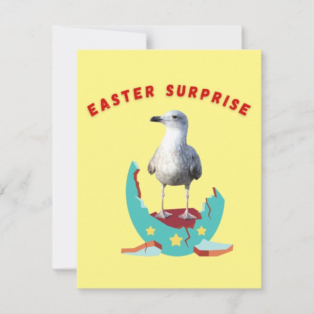 Easter Surprise Seagull Flat Holiday Card (Front)