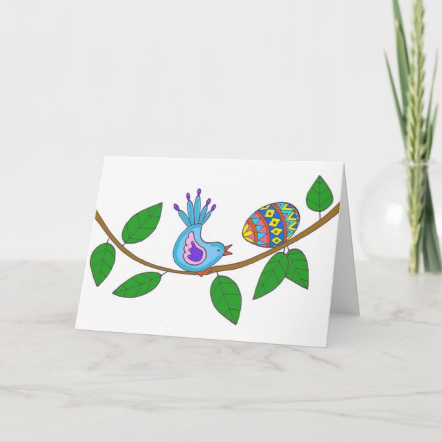 Easter Surprise Ukrainian Folk Art Holiday Card (Front)