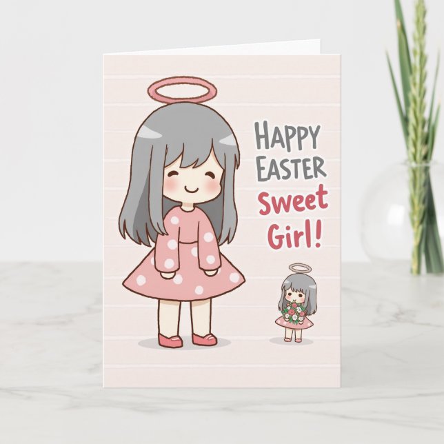 Easter Sweet Girl Greeting Card (Front)