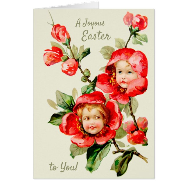 Easter Sweet girls in flowers Floral fantasy Card (Front)