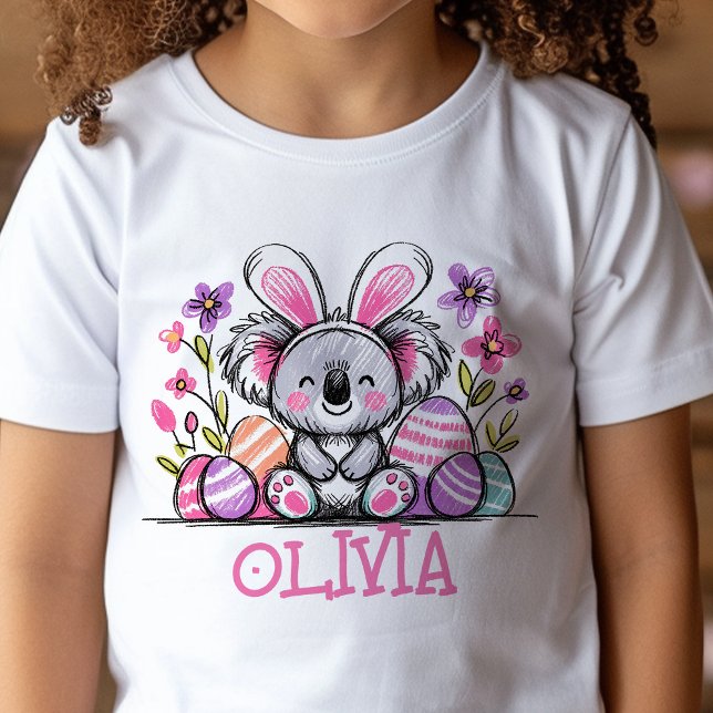 Easter T-Shirt Custom Name Girls Koala Bunny (Kids name Easter t-shirt)