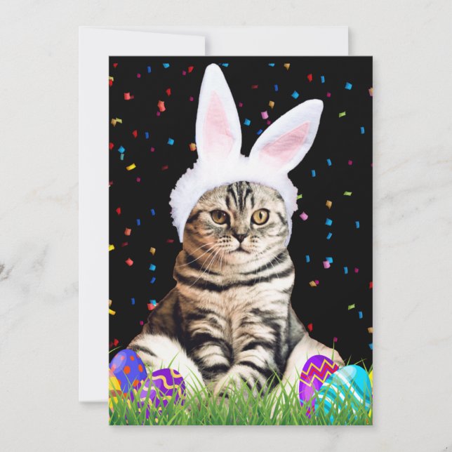 Easter Tabby Cat Holiday Card (Front)