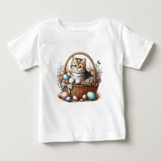 Easter Tabby Kitten Baby T-Shirt (Front)