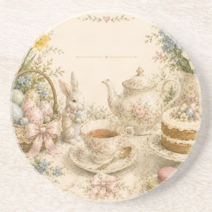Easter Tea Party , Vintage Floral Celebration Coaster