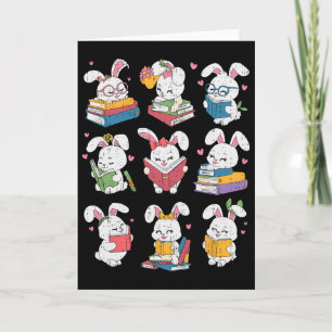 Easter Teacher Cute Bunny Reding Books Librarian B Card