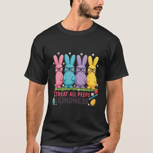  Easter Teacher T-Shirt | Cute Bunny & Kindness (Front)