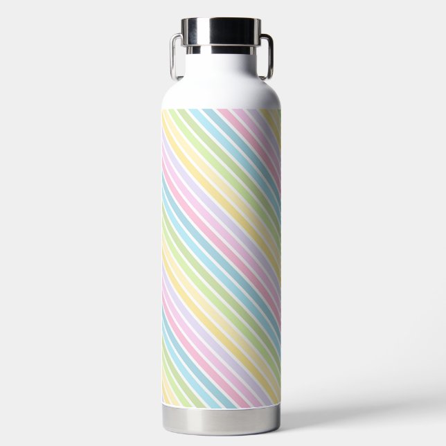 EASTER THEMED PASTEL COLORED STRIPES WATER BOTTLE (Front)