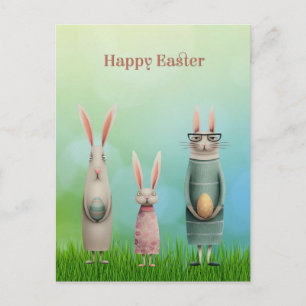 Easter Three Bunnies in Grass Card