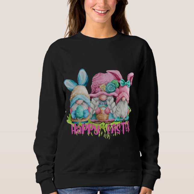 Easter Three Gnomes Cute Gnome Easter Outfit Easte Sweatshirt (Front)