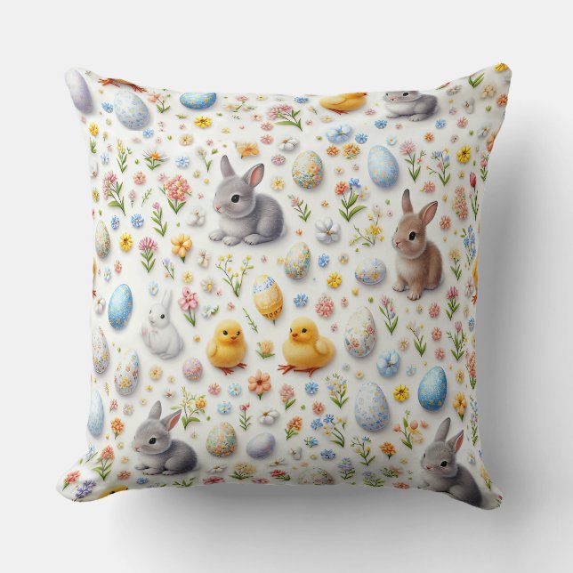 Easter Throw Pillows – Rabbits, Eggs, Chicks (Front)