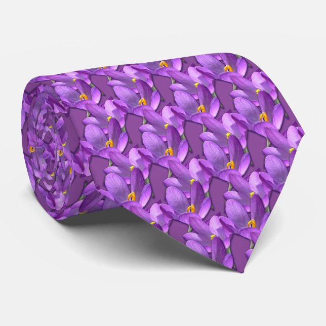 Easter Tie Crocus Flowers Necktie Easter Gifts (Rolled)
