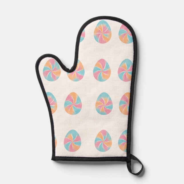 Easter Tie-Dye eggs  mid-tone soft pattern Oven Mitt (Front)