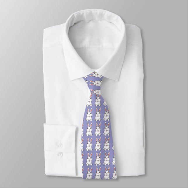 Easter Tie Easter Bunny Art Necktie Easter Gifts (Tied)