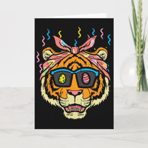 Easter Tiger Face Eggs Hunting Animal Women Girls Card