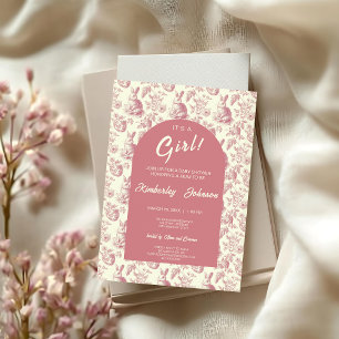 Easter Toile Floral Girl Baby Shower Invitation