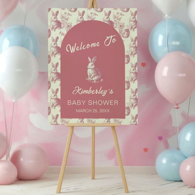 Easter Toile Floral Girl Baby Shower Welcome Poster (Creator Uploaded)