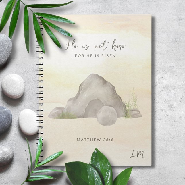 Easter Tomb Watercolor Monogram He is Risen Notebook (Creator Uploaded)