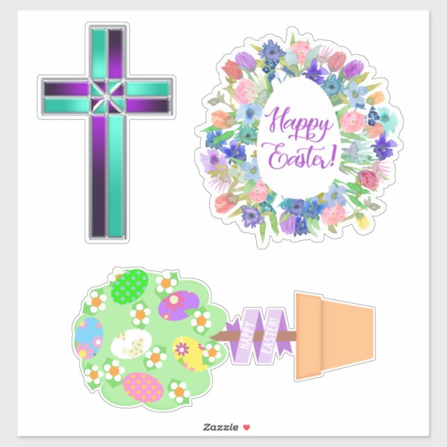 Easter Topiary Cross and Floral Egg Wreath (Sheet)