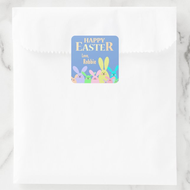 Easter Treat Bag Personalised Square Sticker (Bag)