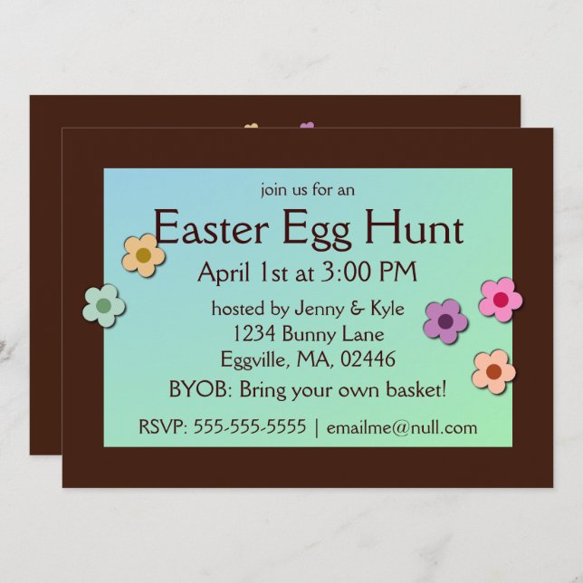 Easter Tree and Flowers Invitation (Front/Back)